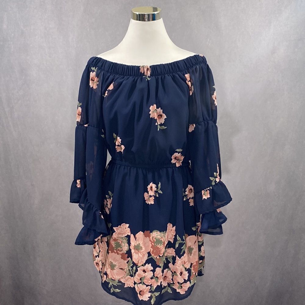 Hint of Blush Floral Off-Shoulder Mini Dress